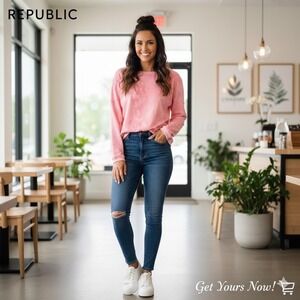 FOR THE REPUBLIC Tie Dye Pink Sweatshirt Pullover Crewneck Size S NWT